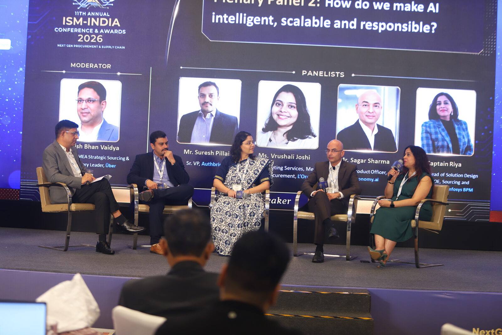 Sagar Sharma on stage for the AI panel discussion at the 11th Annual ISM-INDIA Conference & Awards 2026